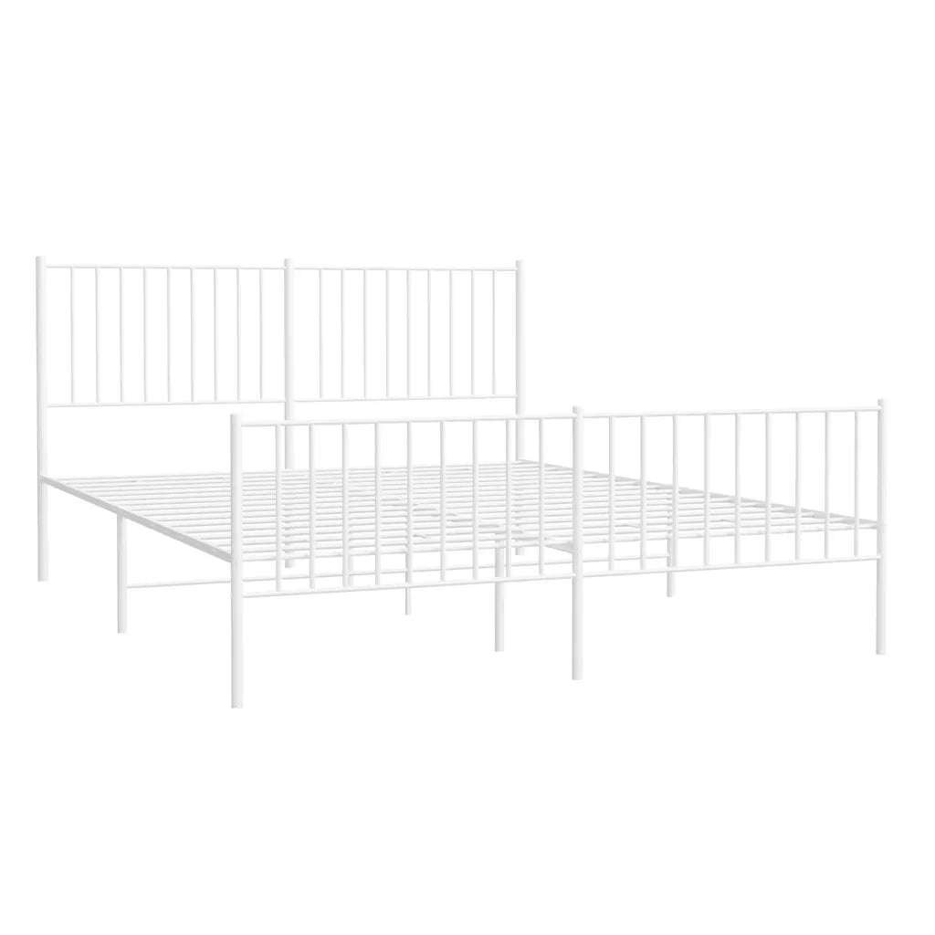 Giroletto con Testiera e Pediera Metallo Bianco 150x200 cm 350951