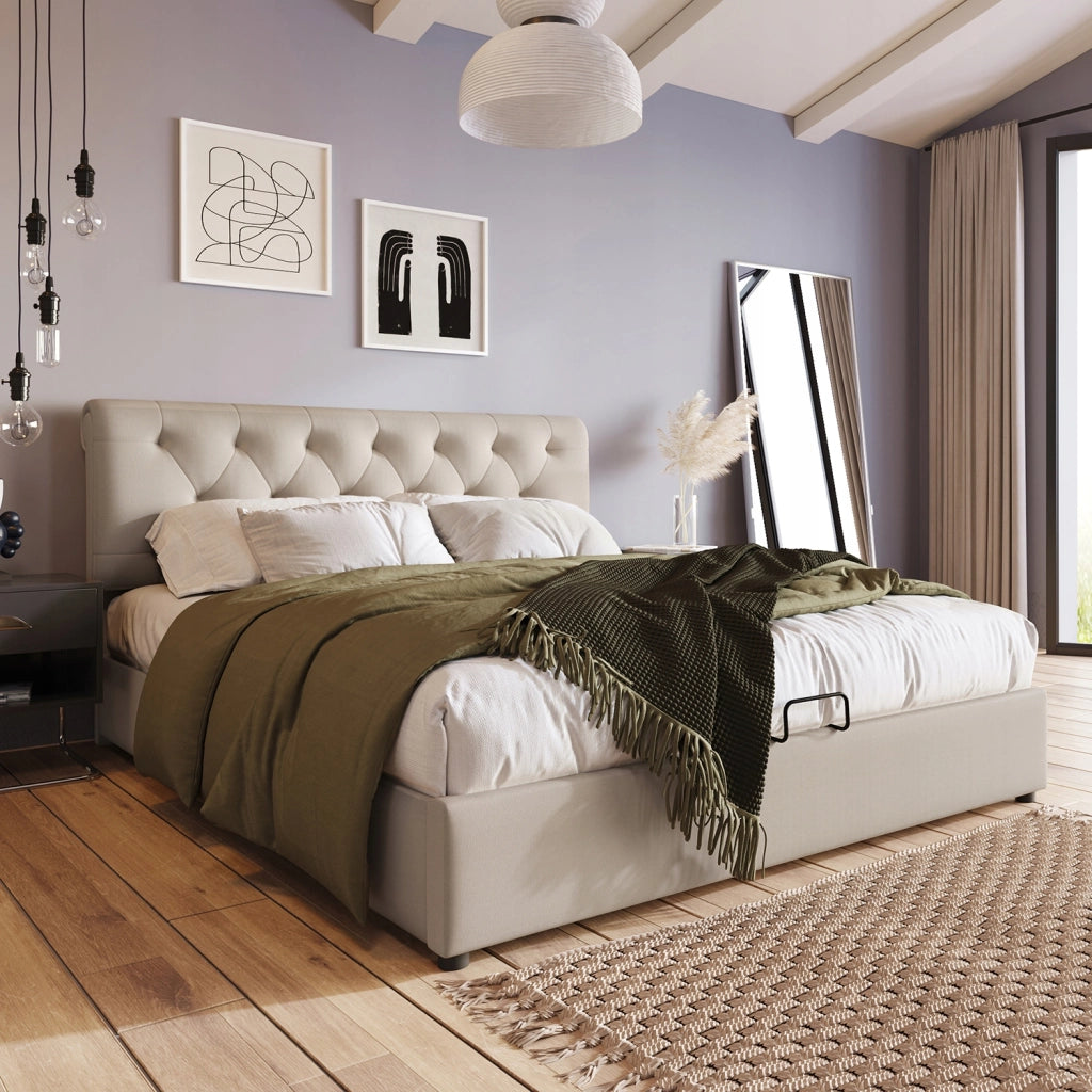Letto matrimoniale - Xylo - 160x200 - Bianco - con contenitore e sistema idraulico
