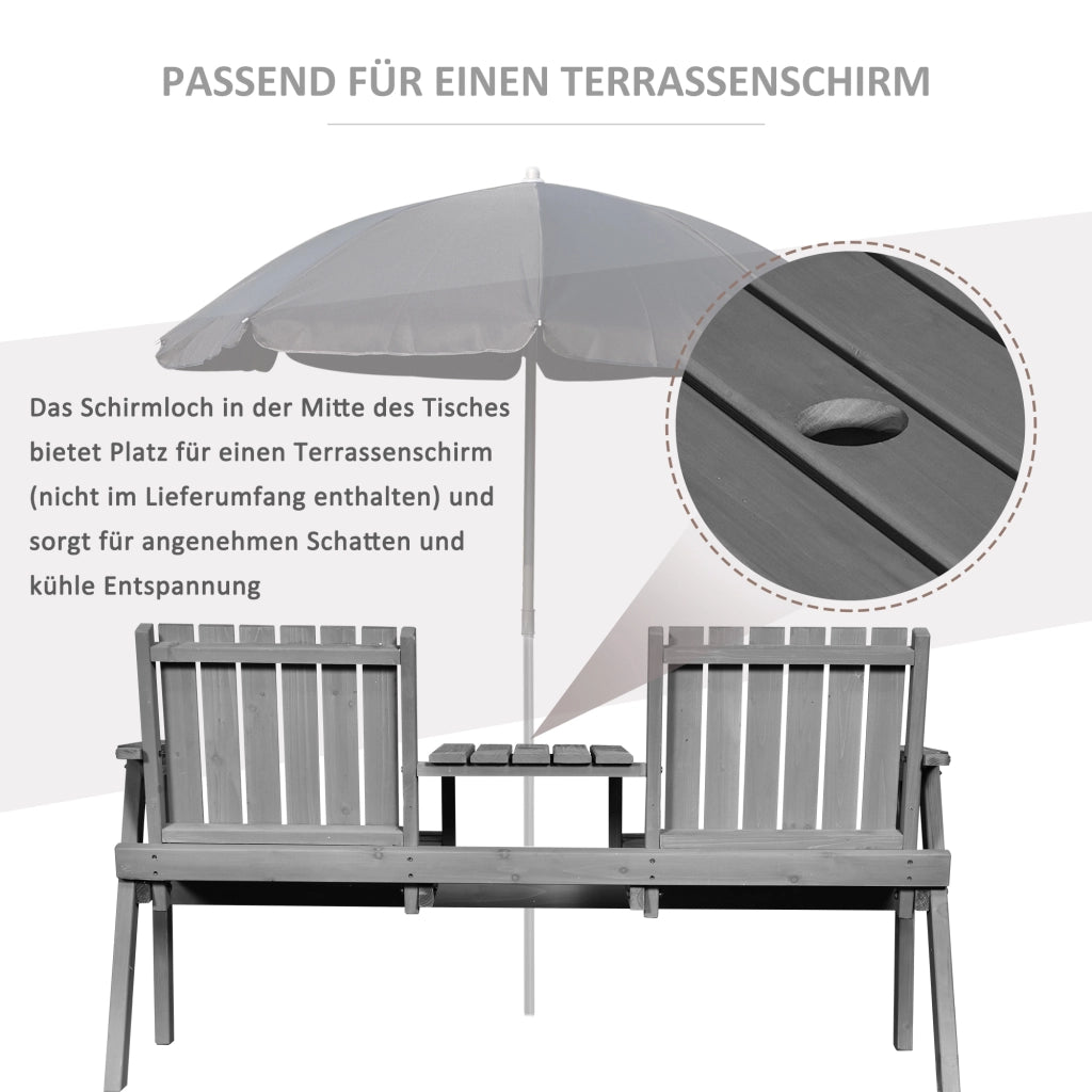 Set Giardino con Tavolo e 2 Sedie ¨C zephmum ¨C Legno Massello Grigio 152x70x83 cm