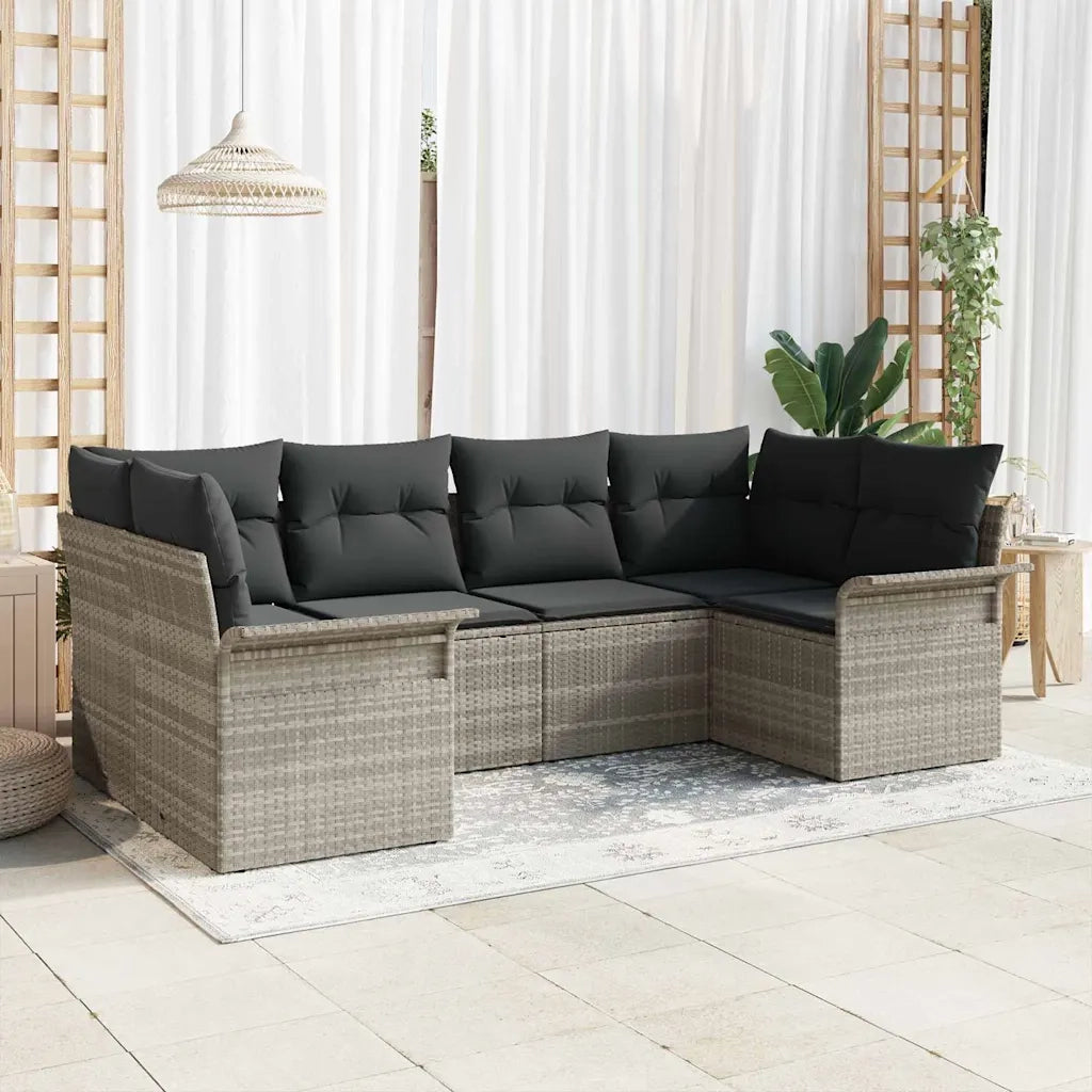 Set Divano da Giardino 6 pcs Grigio chiaro polyrattan 3345502