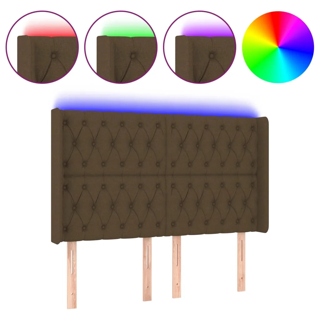 Testiera | Testata a LED MarroneScuro147x16x118/128cm inTessuto