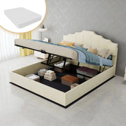 Letto Contenitore Imbottito con Materasso ¨C MINIMAL ¨C Velluto Beige 160x200