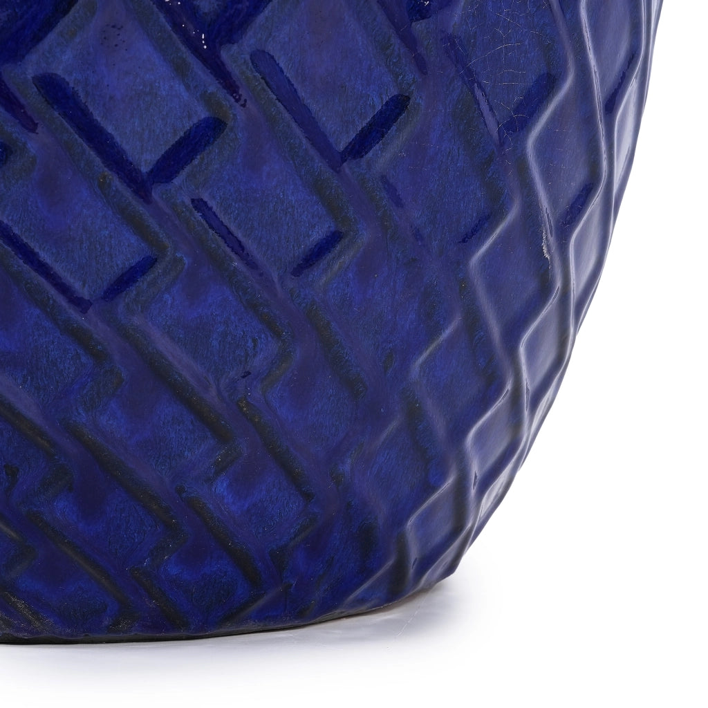 Fioriera a più livelli in ceramica fatta a mano per piante grandi da interno e giardino blu reale 42 × 54 cm