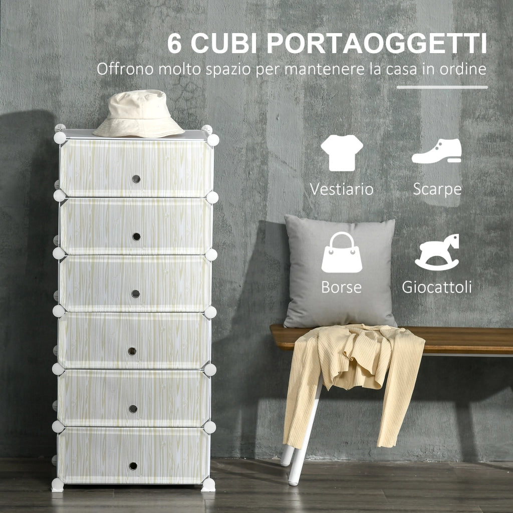 EasyComfort Mobile Scarpiera Modulare Salvaspazio, 6 Cubi 45x35x17 cm in Acciaio e PP, Bianco