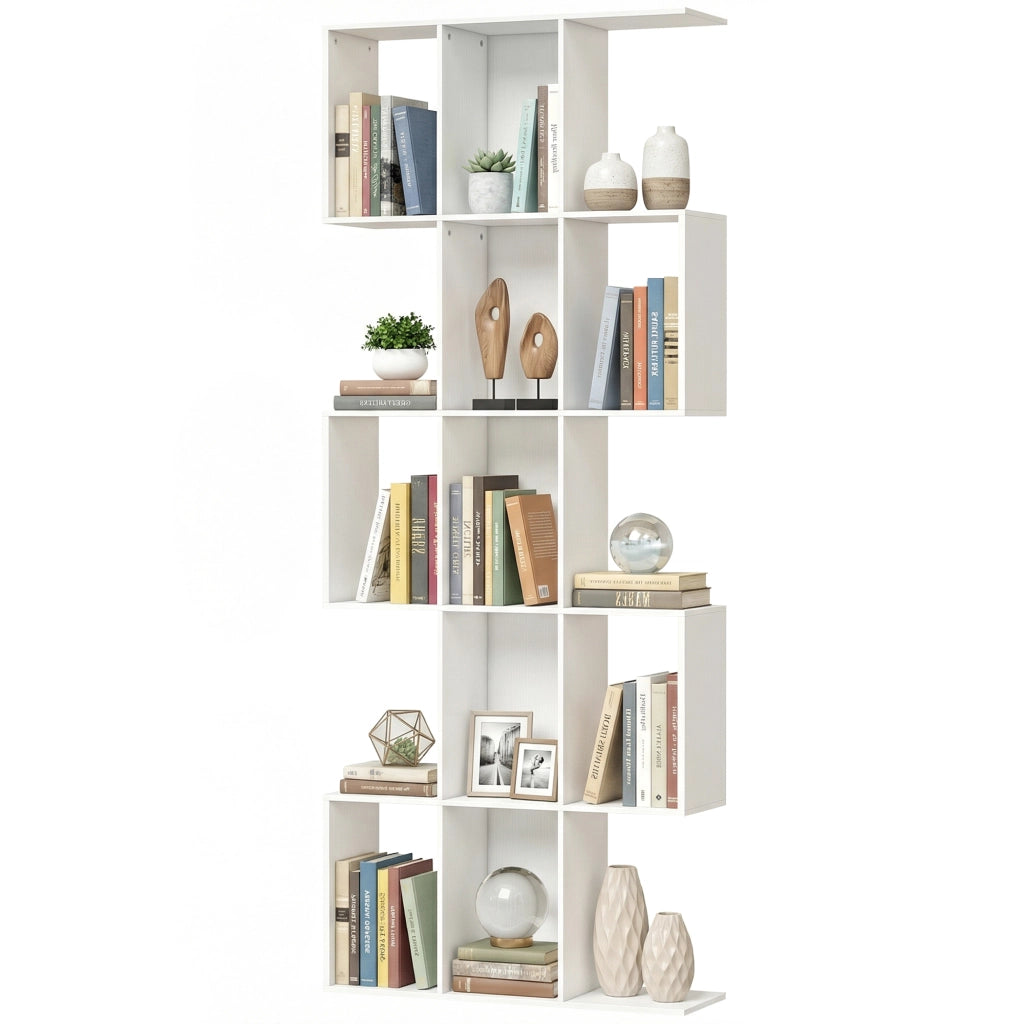 Libreria Scaffale 5 Livelli Soggiorno Studio Ufficio ¨C zephmum ¨C 80x24x200 cm Bianco