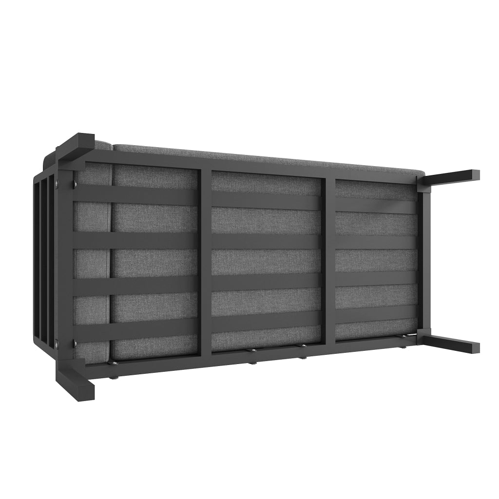 Salotto da Giardino con 3 Divani; 2 Poltrone; 2 Pouf e 1 Tavolino in Vetro; per 8 persone; Ferro; Grigio