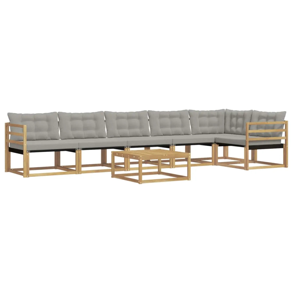Set di divani da esterno 7 pz Bianco e Grigio Chiaro 3388745