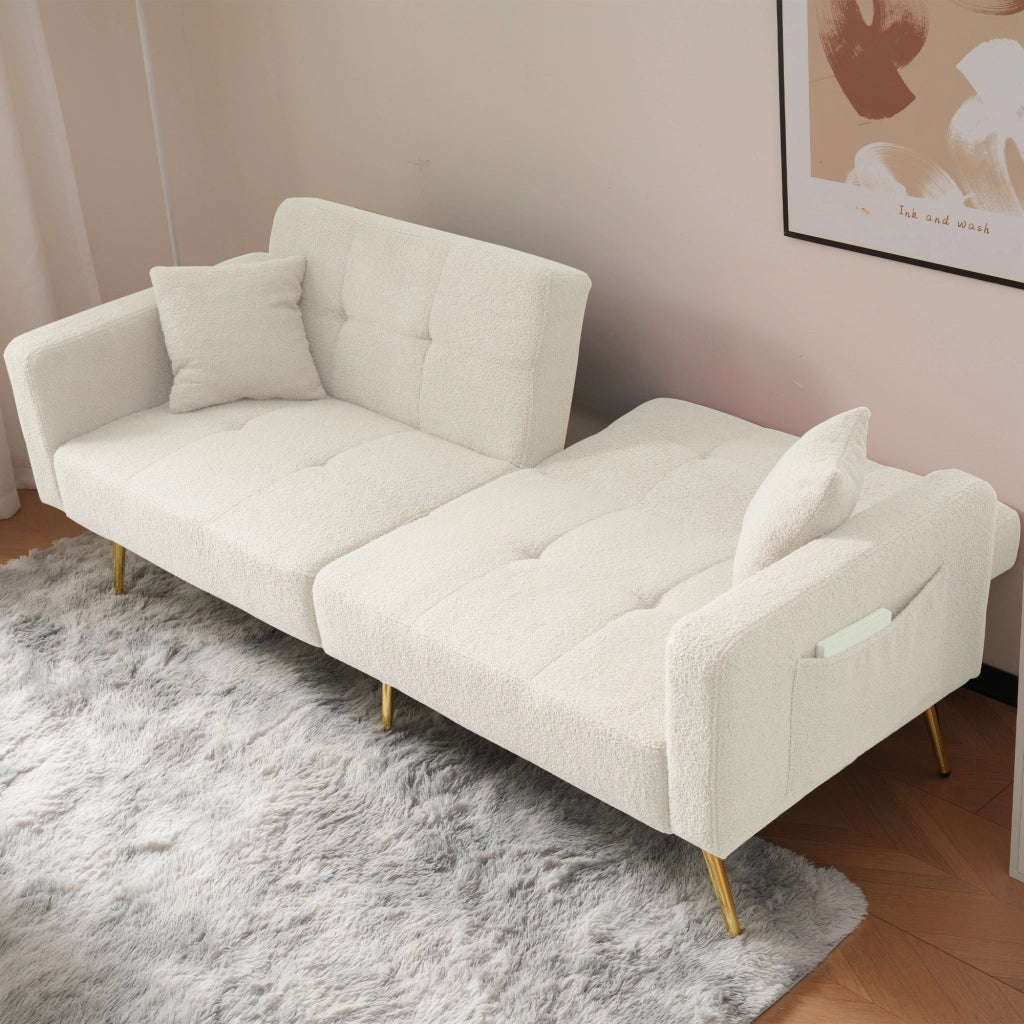 DIVANO LETTO Reclinabile 175x64x72 cm Sherpa Bianco