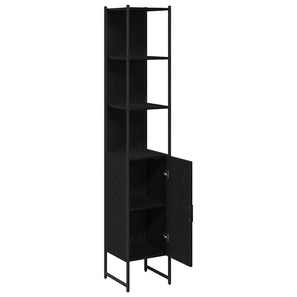 Mobile da Bagno con lo scaffale Rovere nero 33 x 33 x 185,5 cm 862240