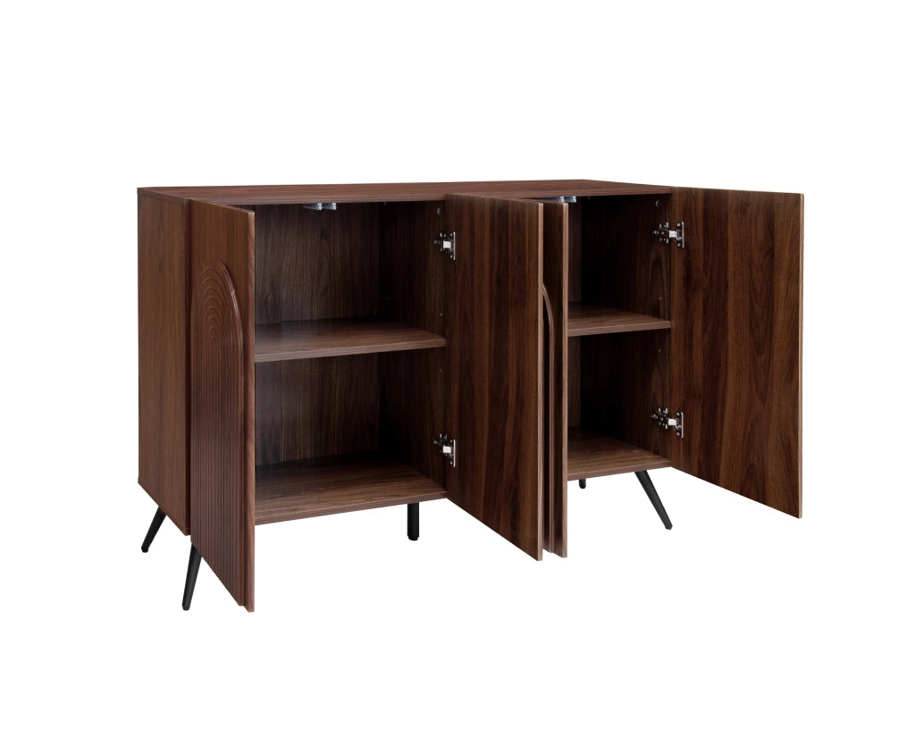 Credenza design Mid-Century - Zephmum- Noce, ante ad arco, piedi dorati