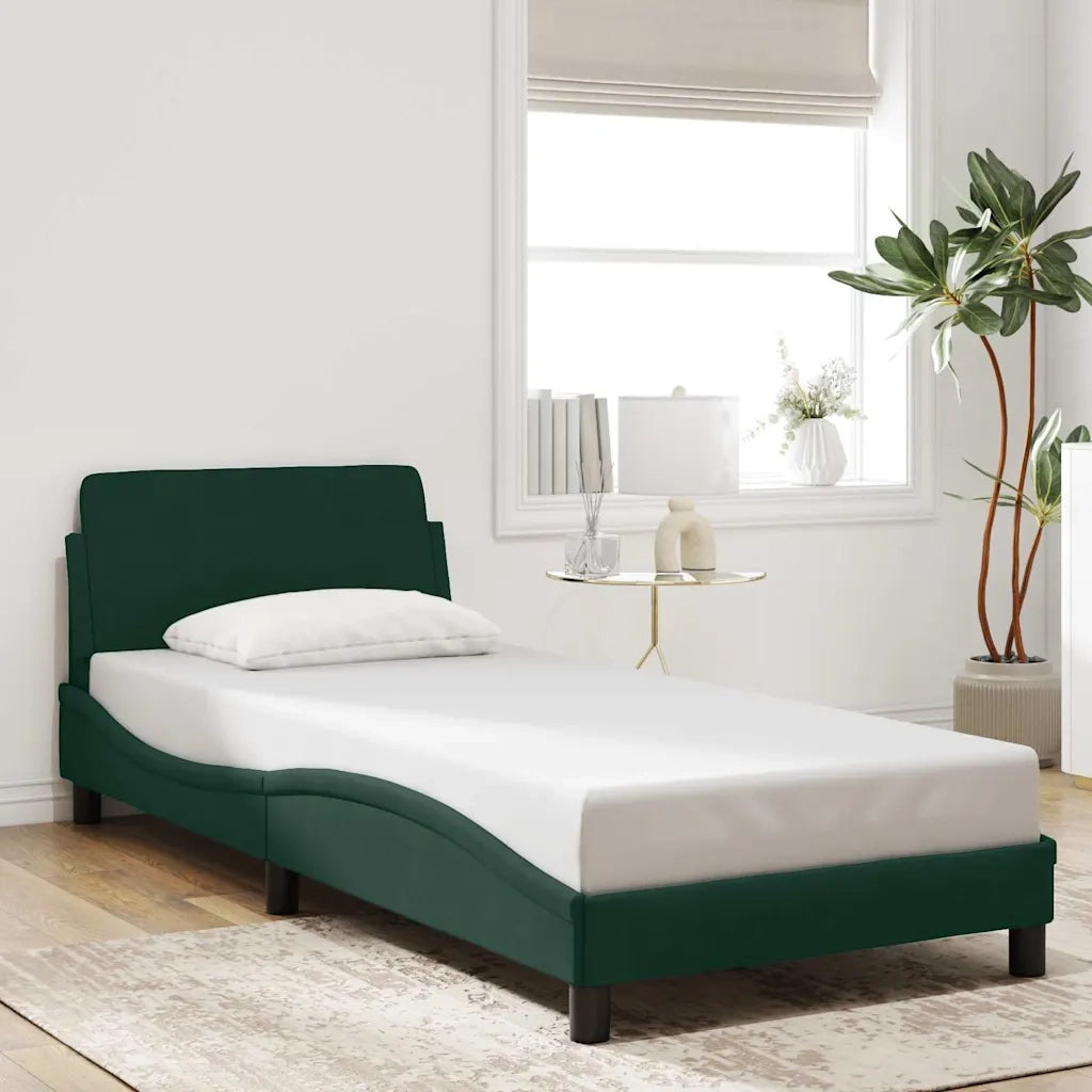 Giroletto-Struttura Letto Dover Verde Scuro 90x190 cm in Velluto