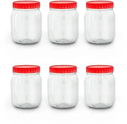 Bottiglie in plastica trasparente da conservazione 500ml con coperchi a viti, ermetiche, BPA-free, per cucina, spezie, condimenti, caramelle, 6 pezzi.
