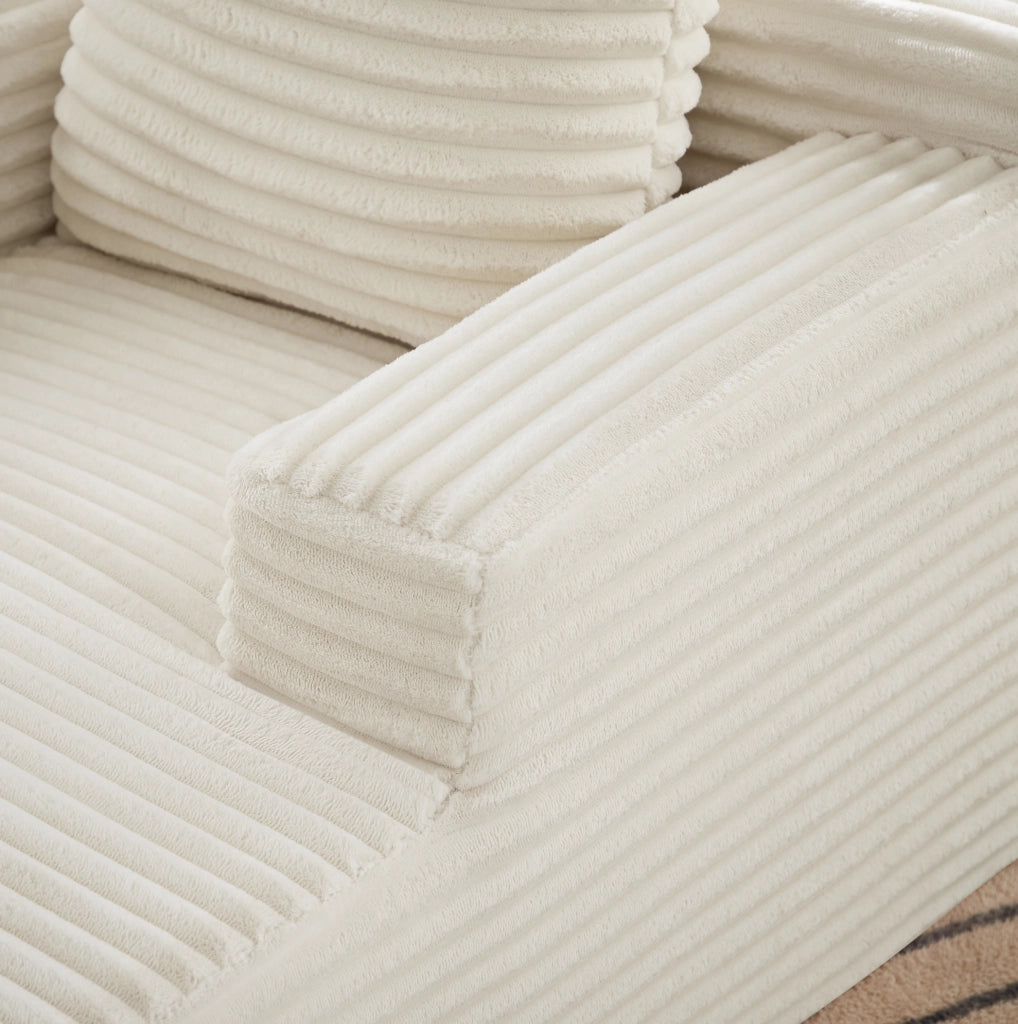Chaise longue in velluto a coste beige senza montaggio