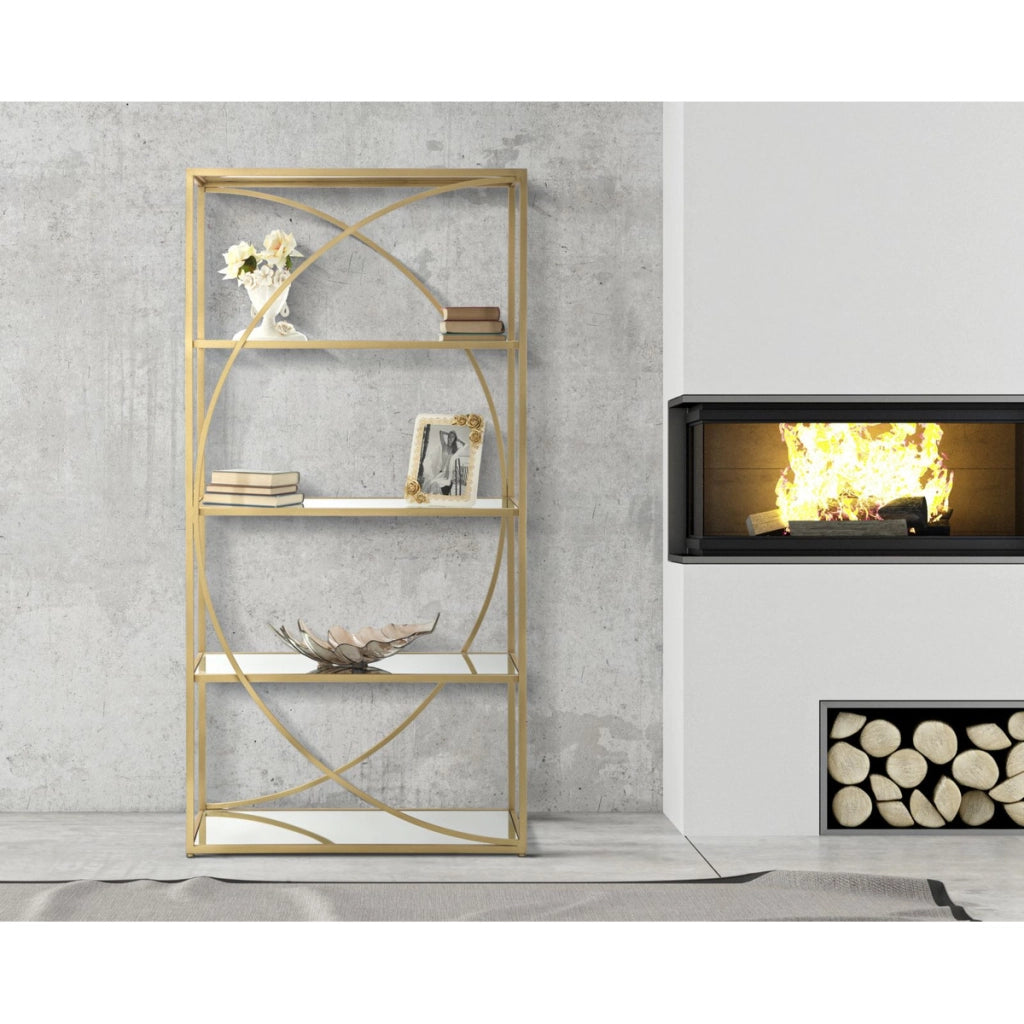 Libreria VKH219, Oro, Metallo, 90x38x180 cm