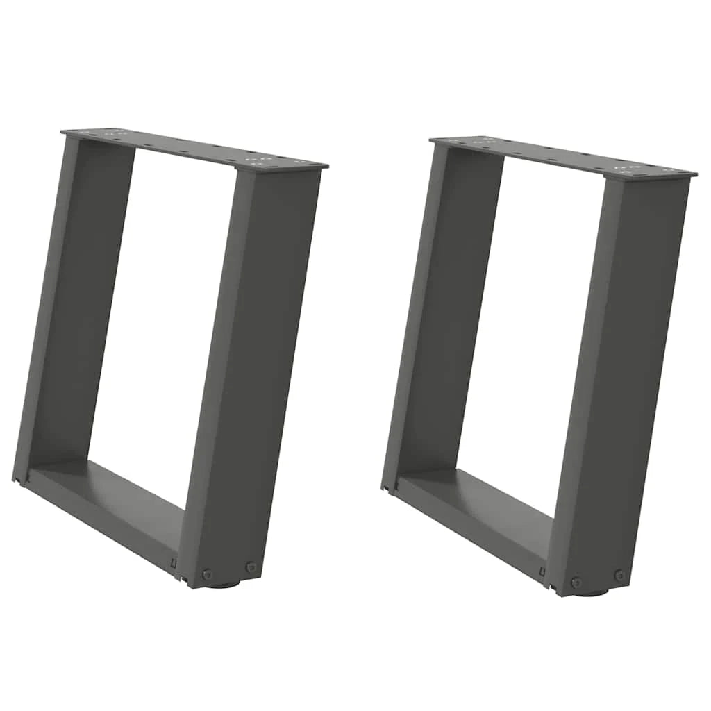 Set di 2 gambe regolabili per tavolino da caffè a forma di U 50 x 43 cm design moderno linee pulite acciaio antracite 02_0057050