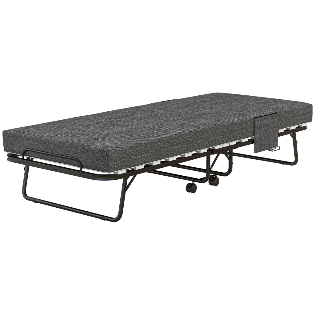 Letto pieghevole con materasso ¨C zephmum ¨C 190x80x42 cm, metallo, grigio scuro