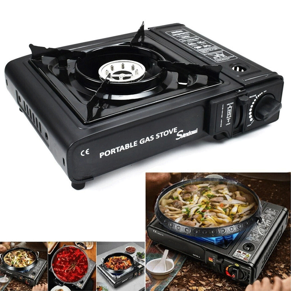 Trade Shop - Fornello Acciaio A Gas Q-ws155 Campeggio Casa Portatile 2900w Piano Cottura Cucina -