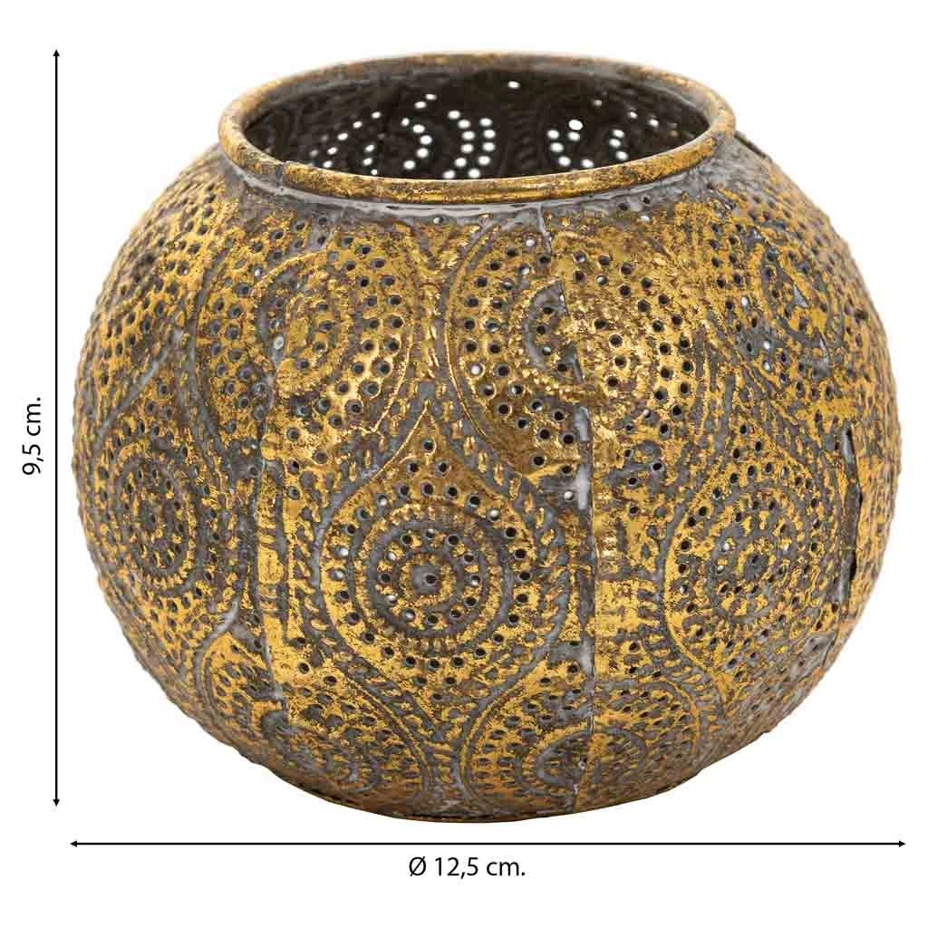 Portacandele in metallo dorato 12,5x12,5x9,5h