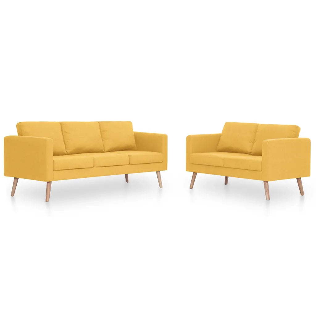 Set Divani 2 pz in Tessuto Giallo 276856