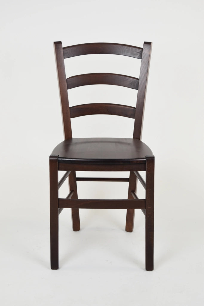 Set 2 Sedie Venice Tommychairs, robusta struttura in legno di faggio verniciata in noce e seduta in legno