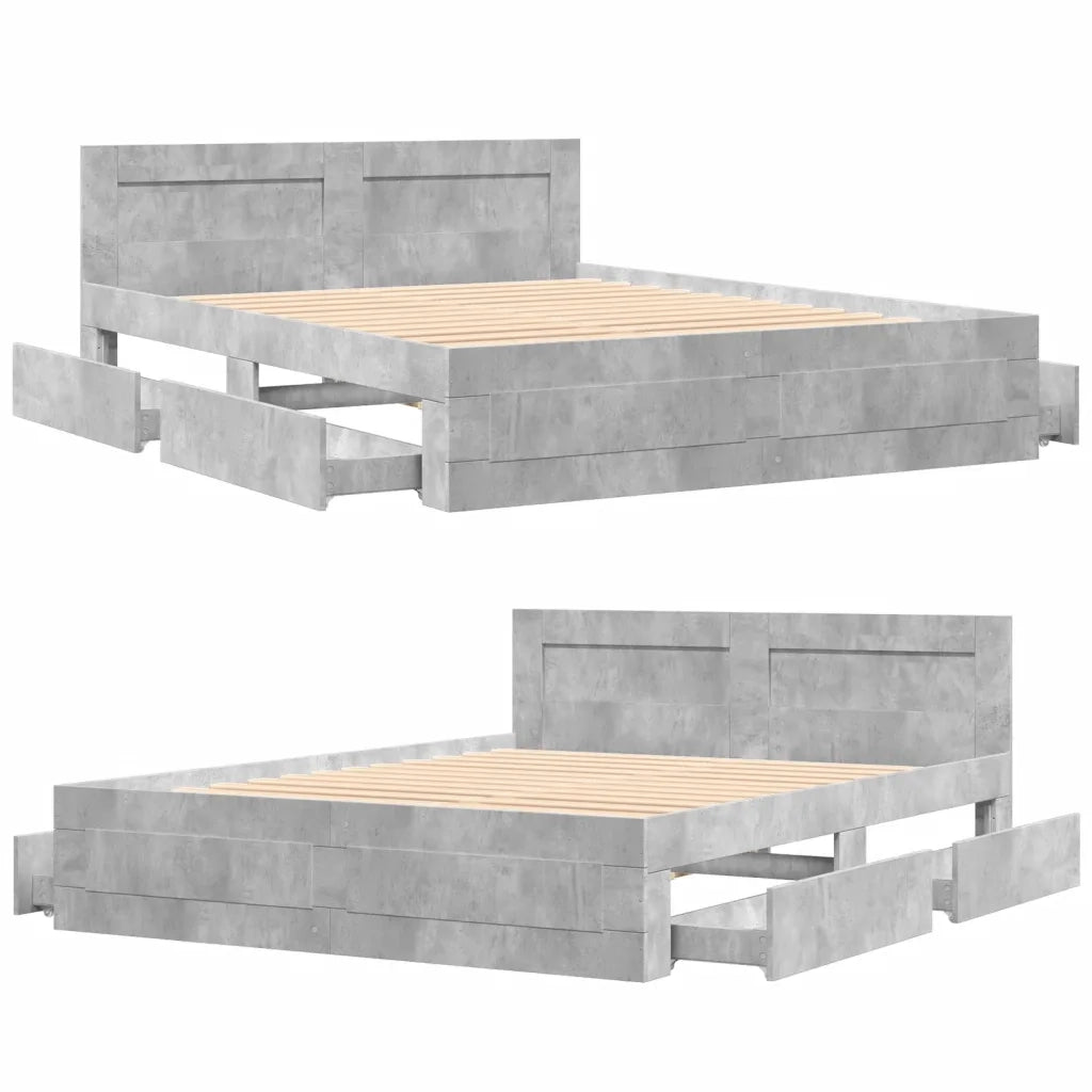 Giroletto Testiera Grigio Cemento 160x200 cm Legno Multistrato