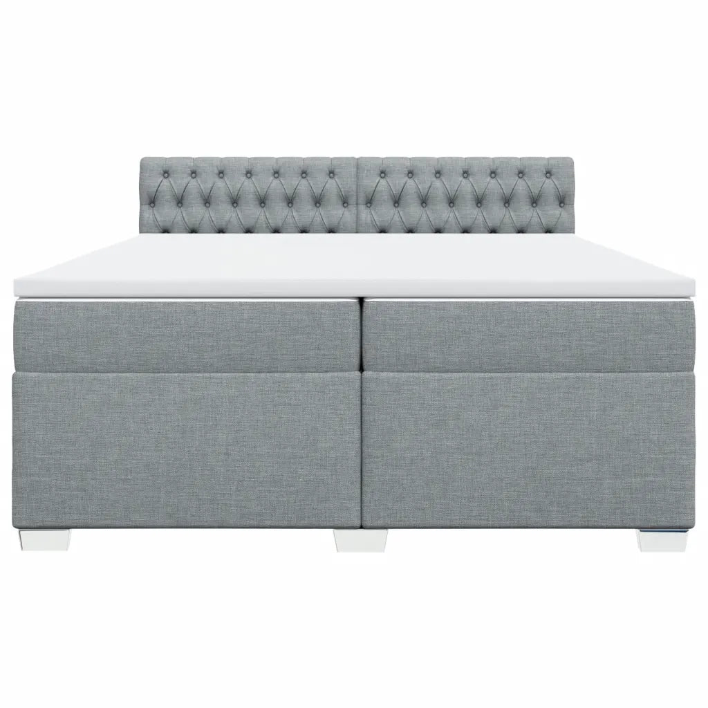 Giroletto a Molle con Materasso Grigio Chiaro 200x200cm Tessuto
