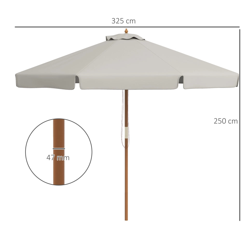 Ombrellone Giardino con Sistema a Carrucola e Copertura Ventilata ¨C zephmum ¨C Grigio ?325 cm 8 Steli Bamb¨´