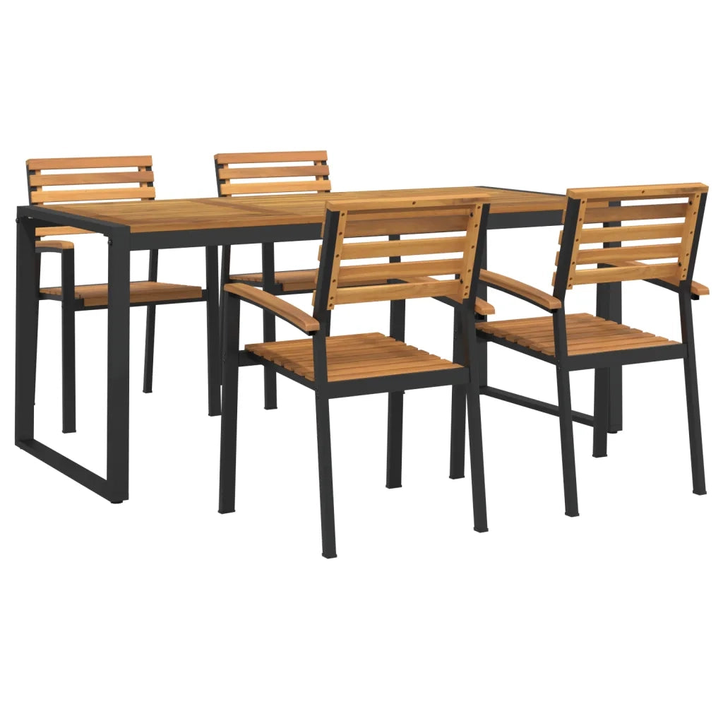 Set Pranzo da Giardino 5 pz Legno Massello di Acacia e Metallo 3155410
