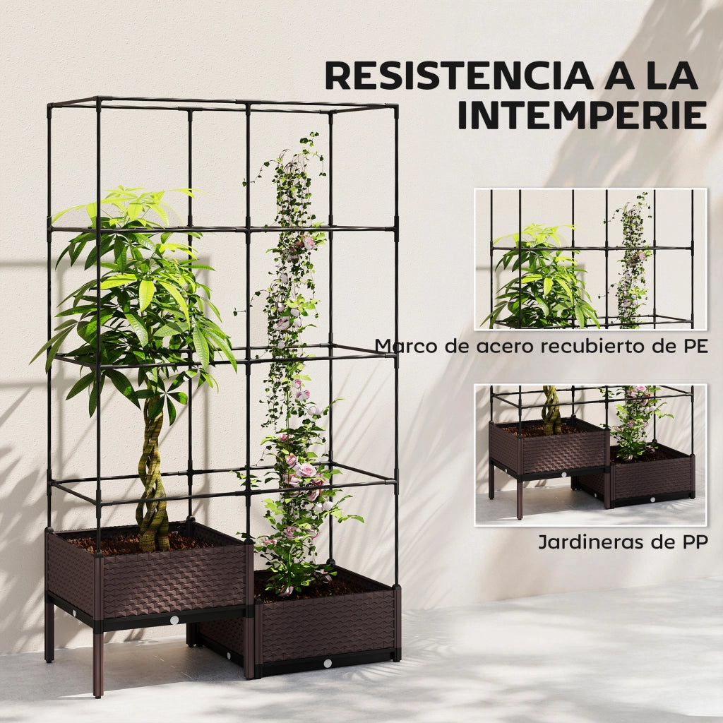 Jardinera con graticcio metallico per piante rampicanti ¨C Minimal ¨C 100x50x174 cm nero