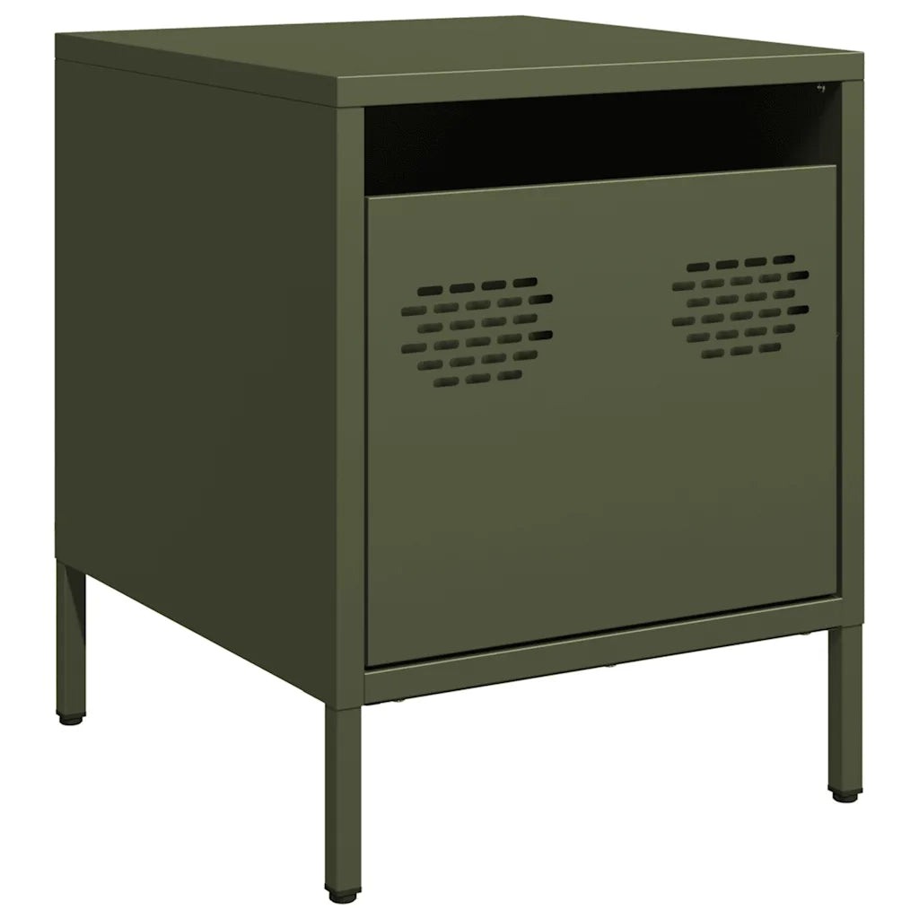 vidaXL Comodino Verde Oliva 35x39x43,5 cm in Acciaio