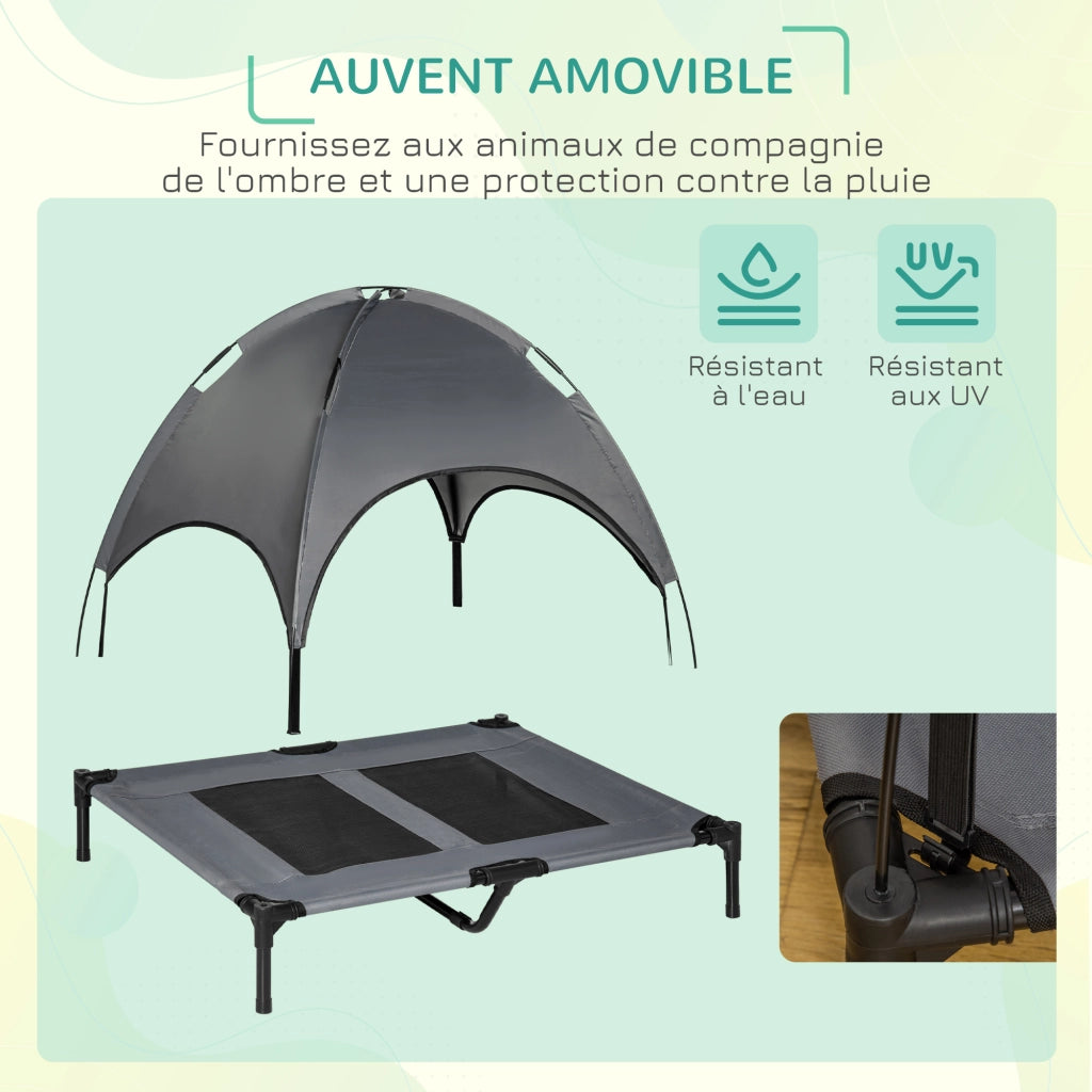 Cuccia per cani e gatti con ombrellone e borsa da trasporto ¨C zephmum ¨C grigio nero 92x76x90 cm