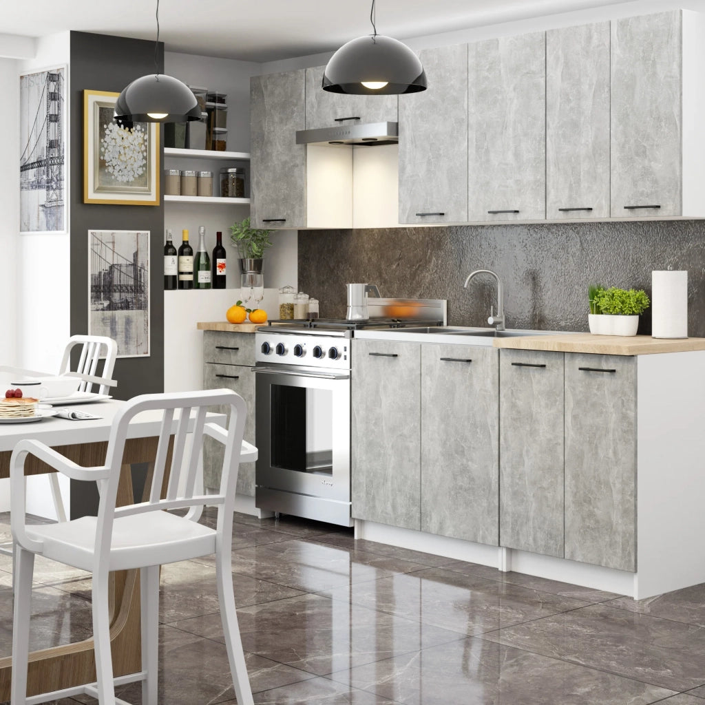 Mobile da cucina pensile sistema AKORD OLIWIA 40 cm H720 Bianco inserto frontale Cemento Grigio Cemento 1 anta 40x30x72 cm