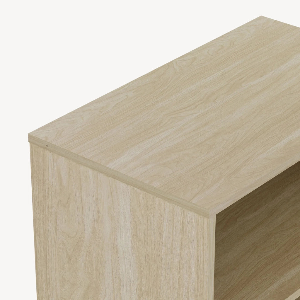 Libreria Kistiandi con 6 Vani Aperti e Cassetto 137 x 60 x 35 cm - Effetto Rovere Chiaro [en.casa]