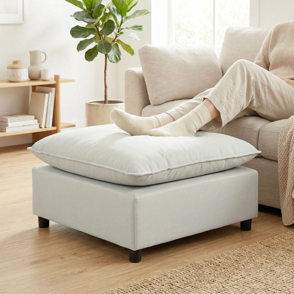 Puff salotto quadrato con piedi plastica ¨C zephmum ¨C 75x75x40 cm grigio