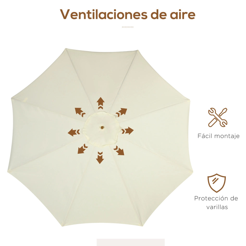 Ombrellone da Giardino in Legno di Bamb¨´ ¨C Xylo ¨C ?325 cm Beige con Sistema a Carrucola