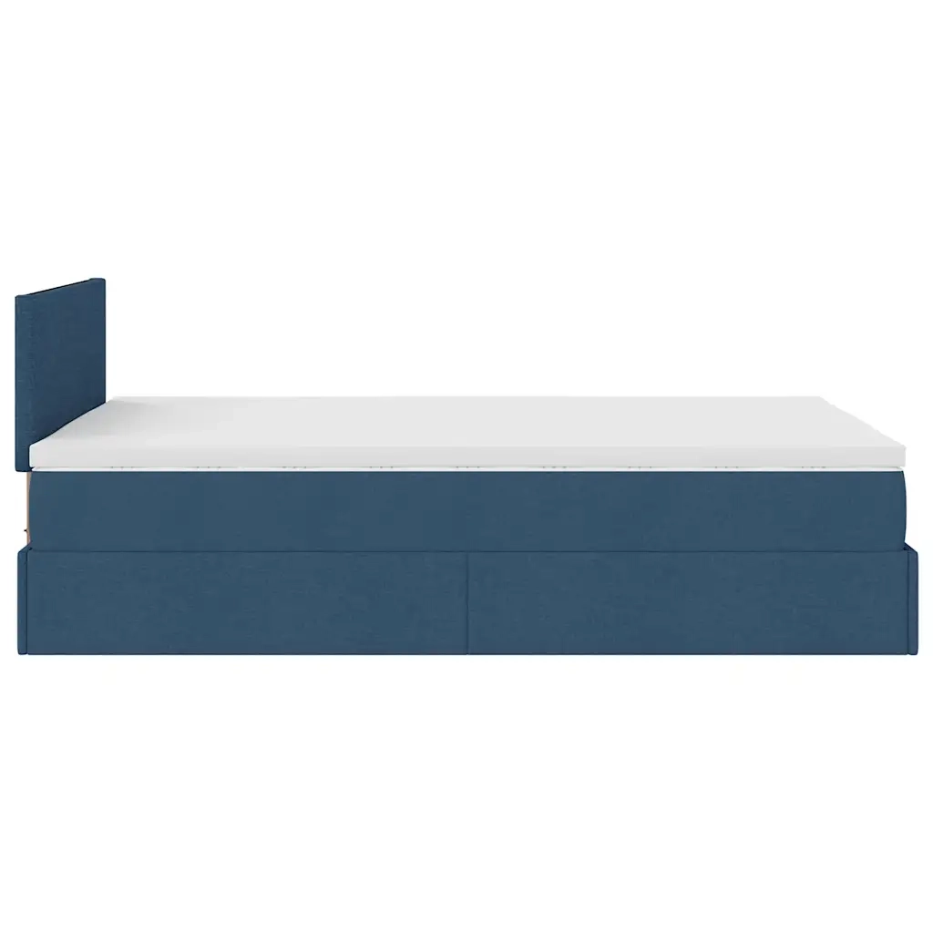 Struttura Letto Pouf con Materasso Blu 120x190 cm in Tessuto 3311365