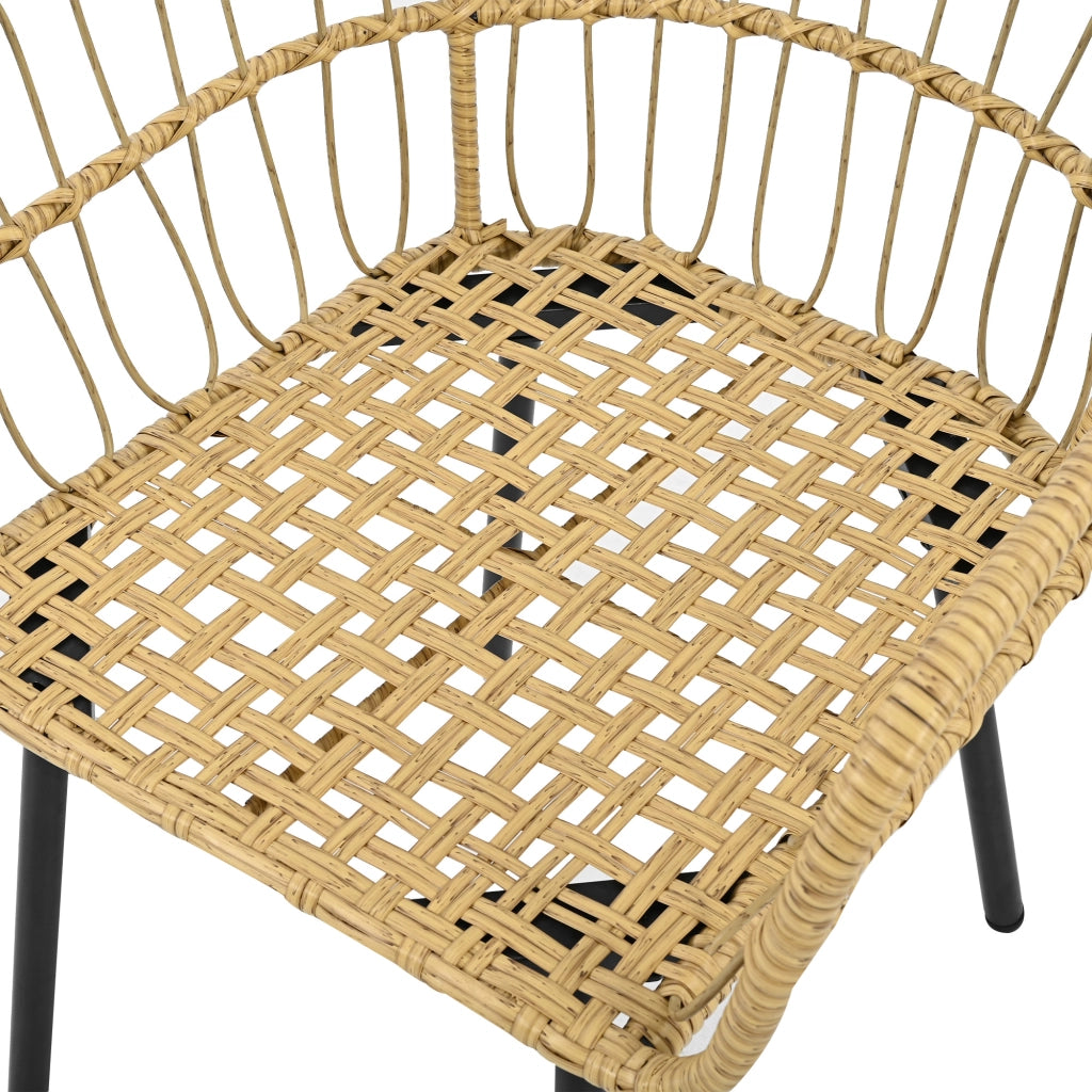 Tavolo; 2 Sedie e 2 Sgabelli da Giardino; Mobili per Esterno in Rattan e Tessuto; Bianco e Naturale