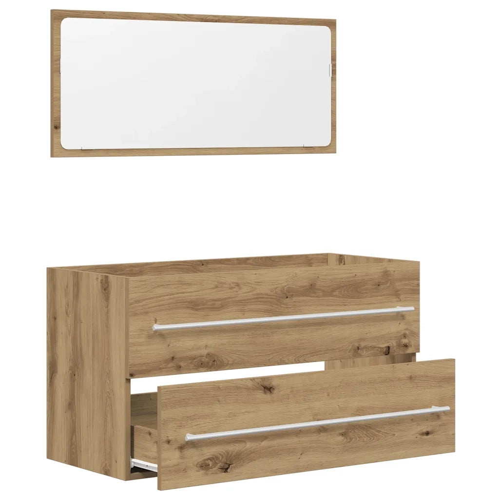 Set Mobili da Bagno 2 pz Rovere Artigianale Legno Multistrato