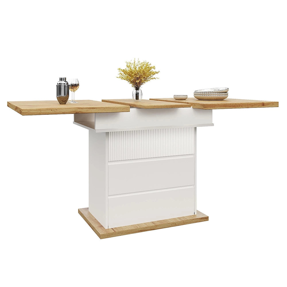 Tavolo estensibile - Xylo - 110-140x80cm con 3 ripiani bianco