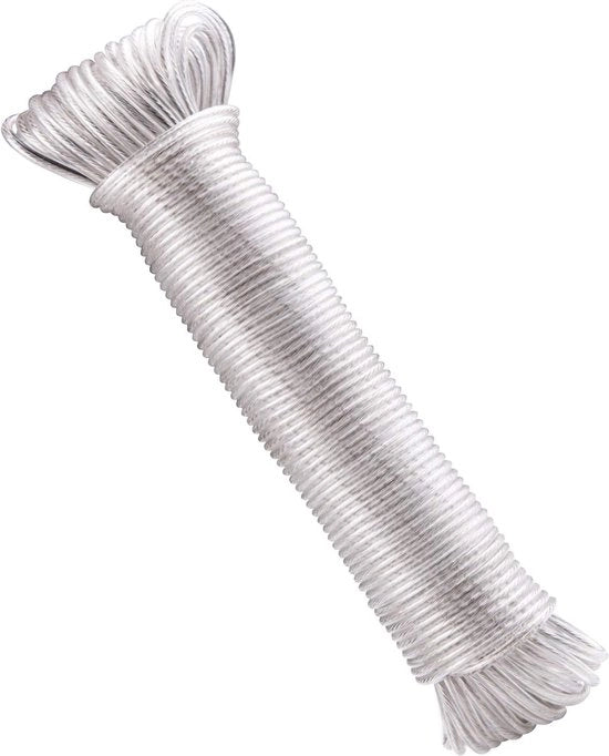 Corda di Acciaio Resistente da 30 m - Sostegno Elevato - Carico di 120 kg - Inox e Impermeabile - Per Esterno e Giardino