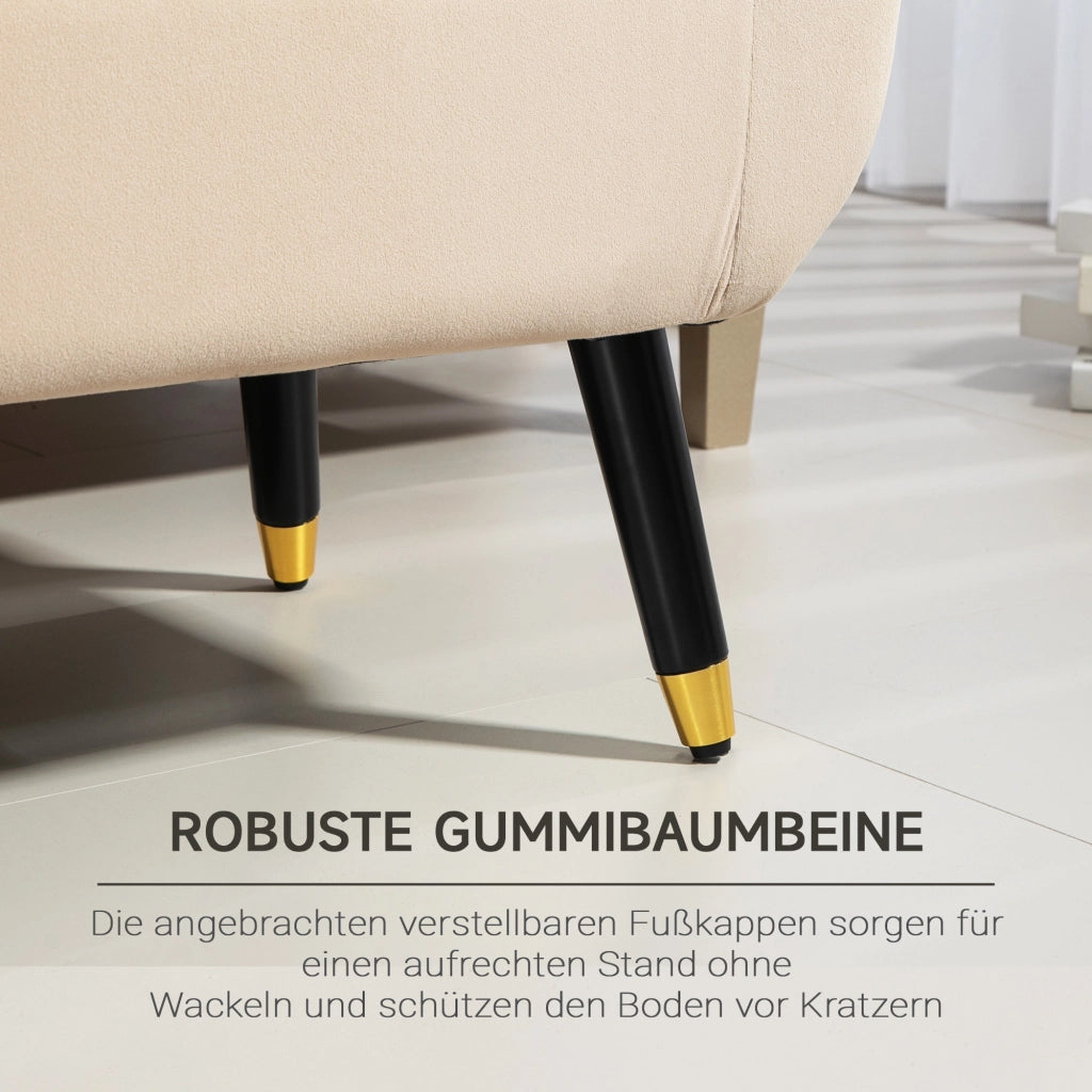 Panca contenitore con seduta imbottita e vano portaoggetti in poliestere e legno di caucciù beige 107 × 42 × 65 cm