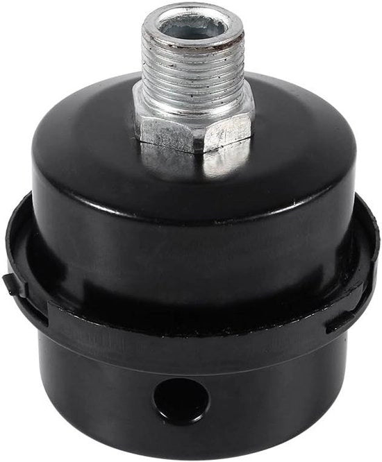 Demper per compressore d'aria con filo 3/8 pollici, componenti in acciaio nero per compressore d'aria - filtro di aspirazione, silenziatore di scarico