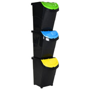 Contenitori impilabili con coperchio 3 pezzi PP 120 litri nero 02_0006089