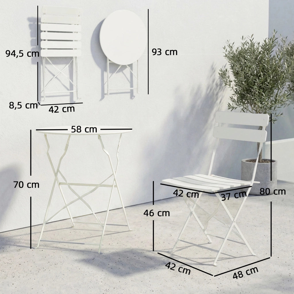 Set Tavolo e Sedie Pieghevoli da Esterno ¨C zephmum ¨C Grigio, Metallo, 80x80x75cm