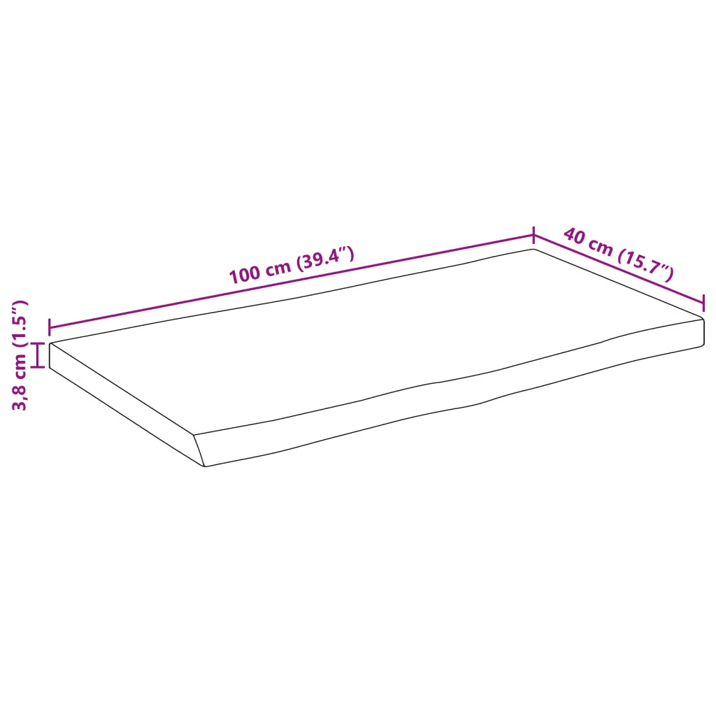 vidaXL Piano Tavolo Bordi Vivi 100x40x3,8 cm Legno di Mango Grezzo