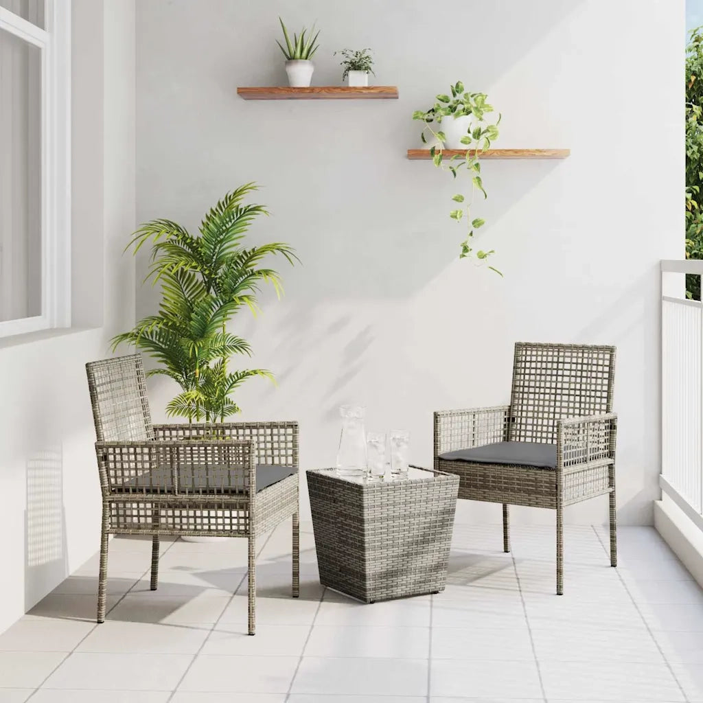 Set Bistro da Giardino 3 pcs Grigio polyrattan 3334957