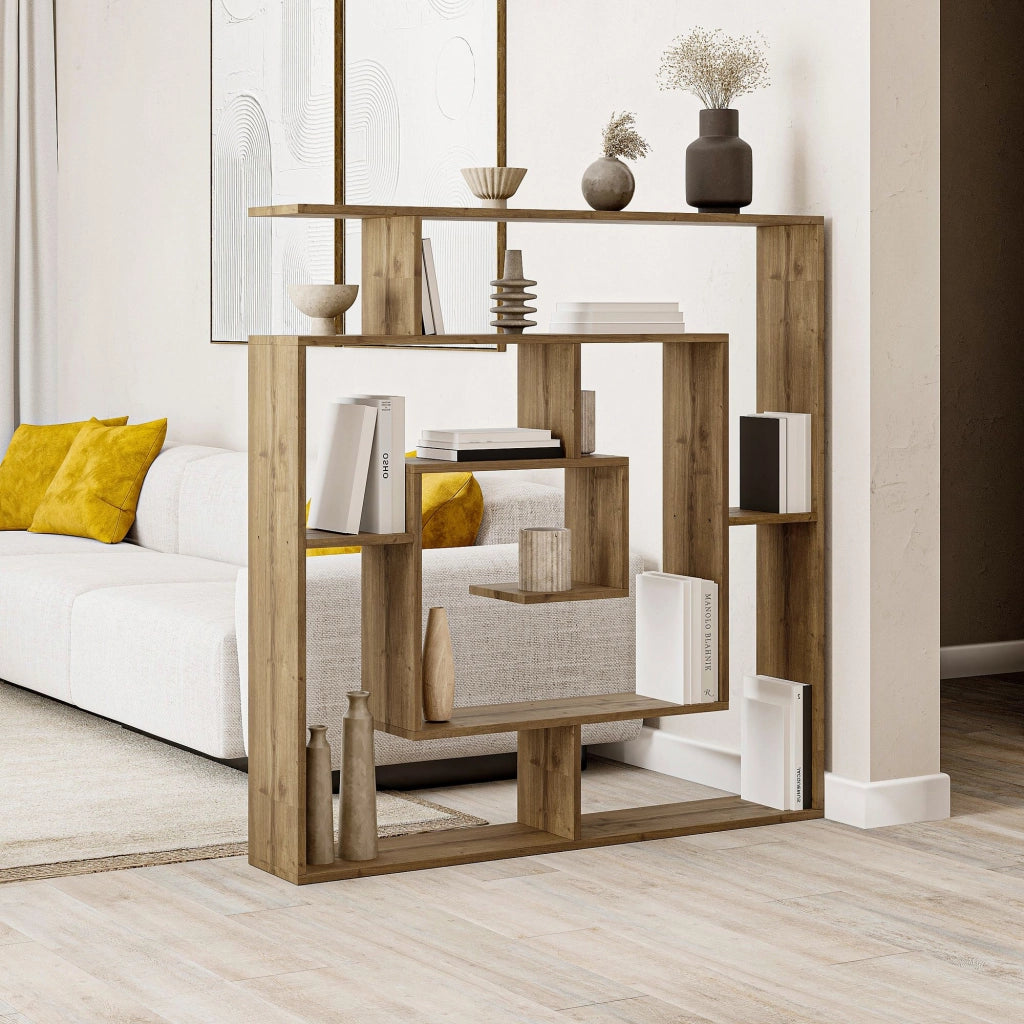 Libreria in legno "Labirent" - 125 x 22 x 129 cm - Marrone