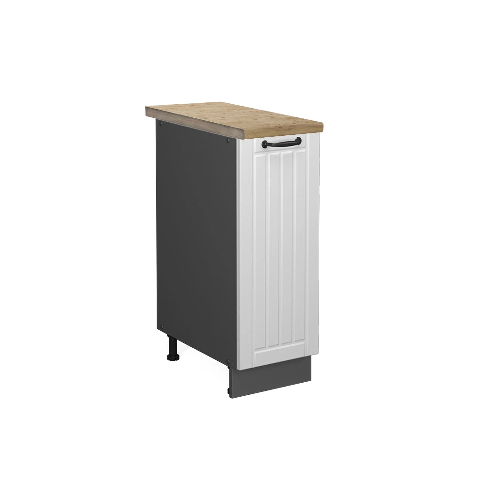 Armadio cucina dispensa alto Fame-Line Bianco rustico/Antracite 30 cm, PL Rovere Vicco