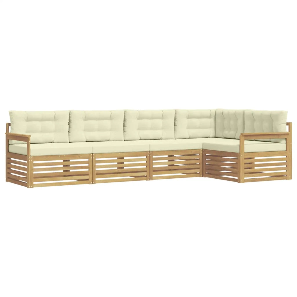 Set di divani da esterno 6 pz Bianco e Crema Poliestere 3390470