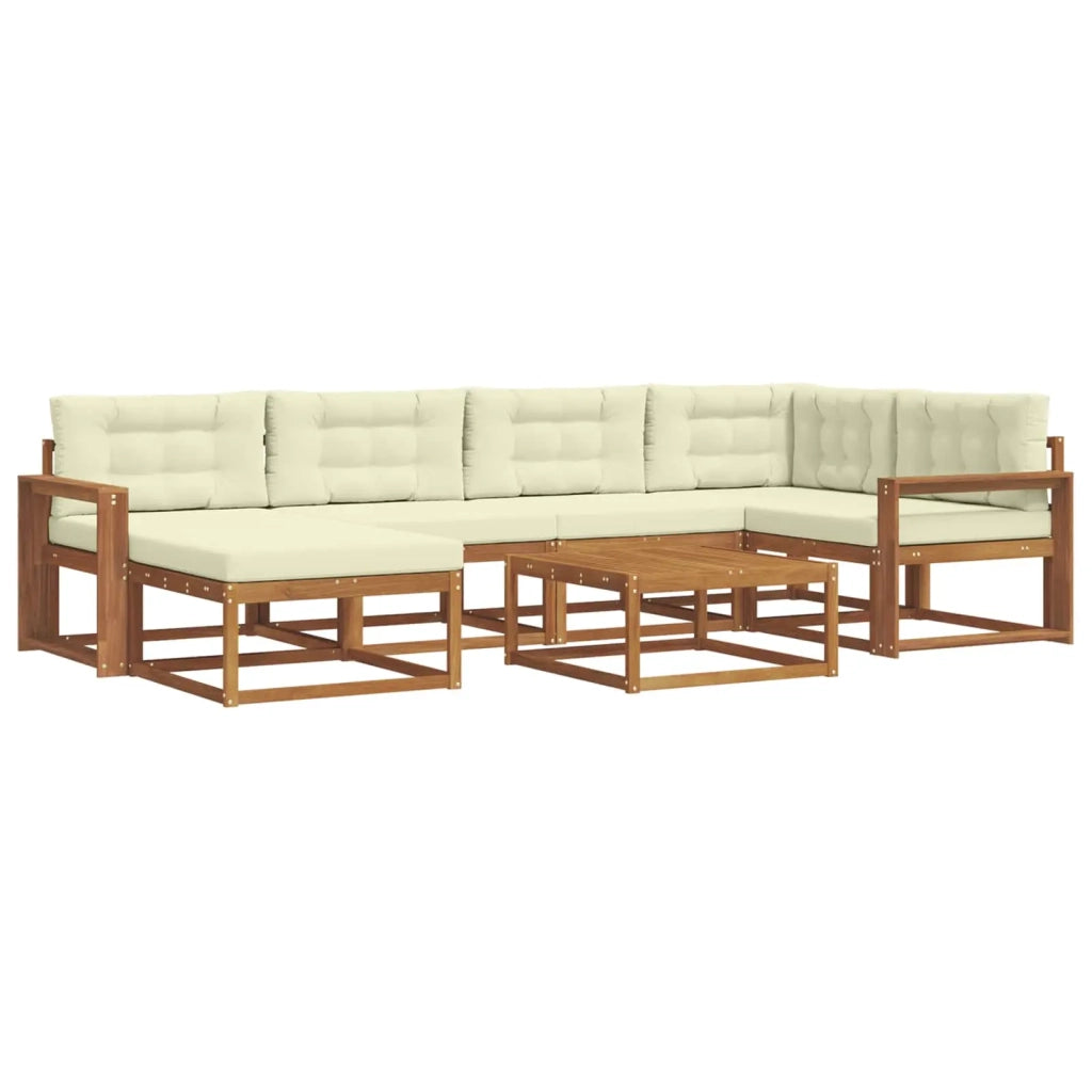 Set di divani da esterno con cuscino 7 pcs Naturale e Crema 3367863